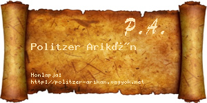 Politzer Arikán névjegykártya